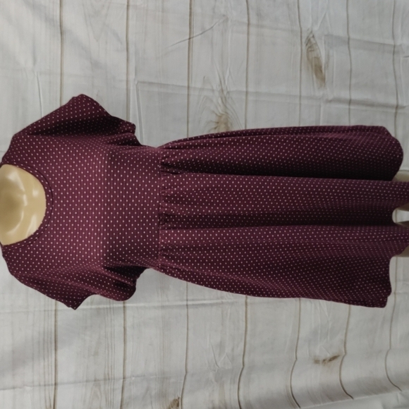 SUZANNE Betro Cap Sleeve Burgundy w/White Polka Dot Dress Size Medium - Picture 1 of 12